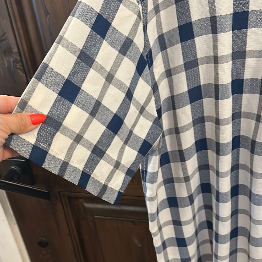 Checkered Blue and White Men's Shirt - Picture 5 of 7